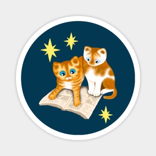 Two Ginger Kittens Reading Magnet